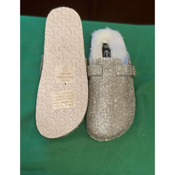 Adalina Silver rhinestone  fur lined mule Silver size 5 - Picture 3 of 5